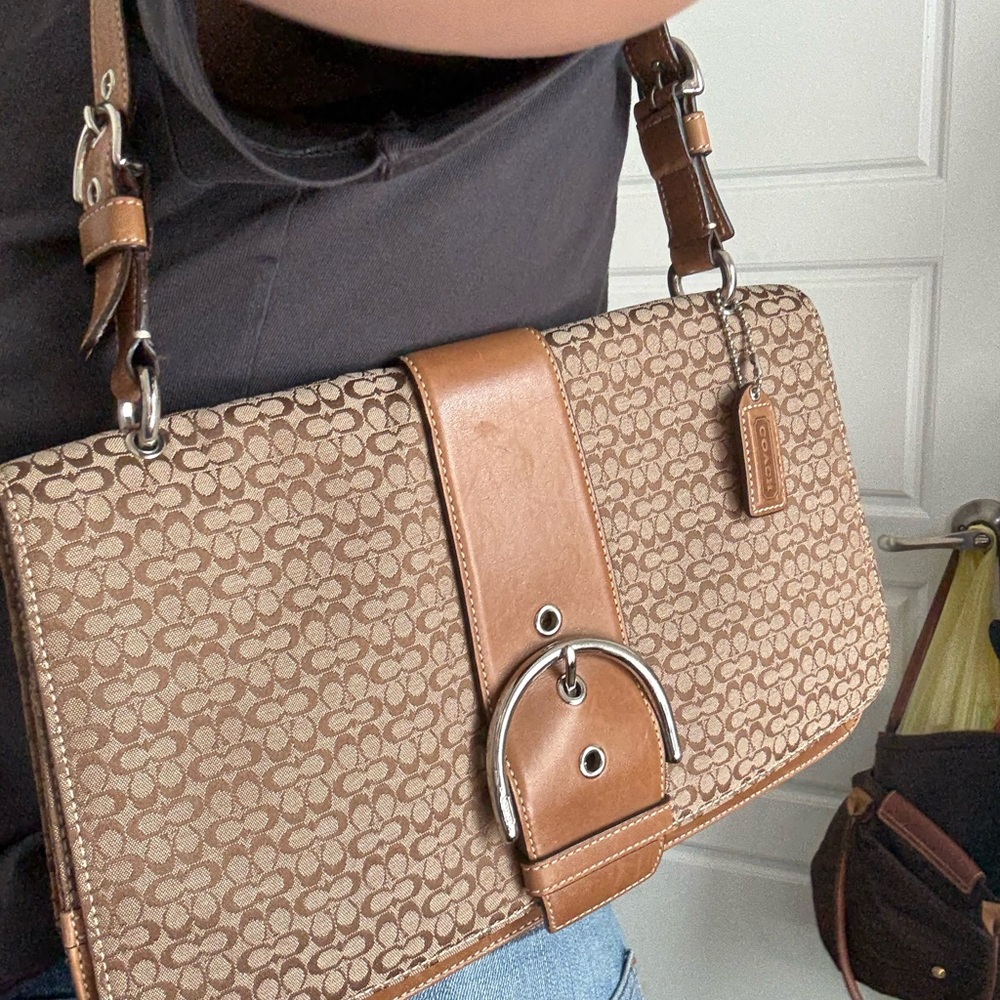 NWT Vintage Coach Iconic SoHo Flap Optic Mini Signature Canvas Shoulder Bag
